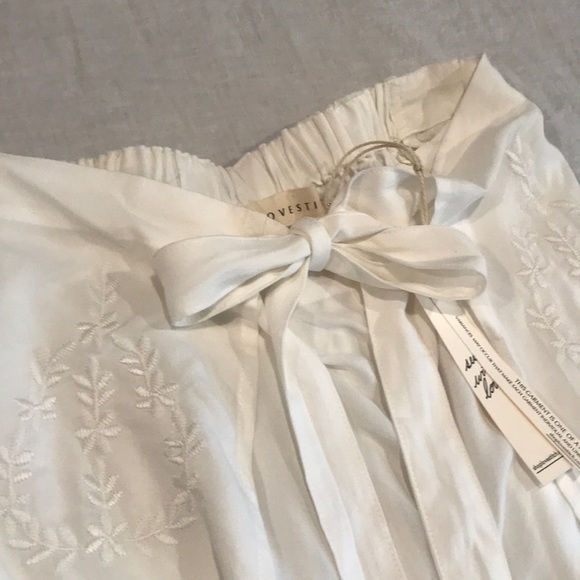 Embroidered Wrap Around Pants White Wide Leg S - Picture 3 of 10